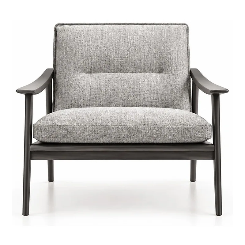 Gray Fabric Open-Frame Metal Lounge Chair, front product view