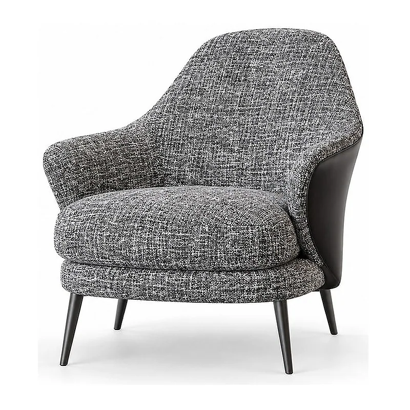 Gray Tweed Black Shell Lounge Chair, front product view
