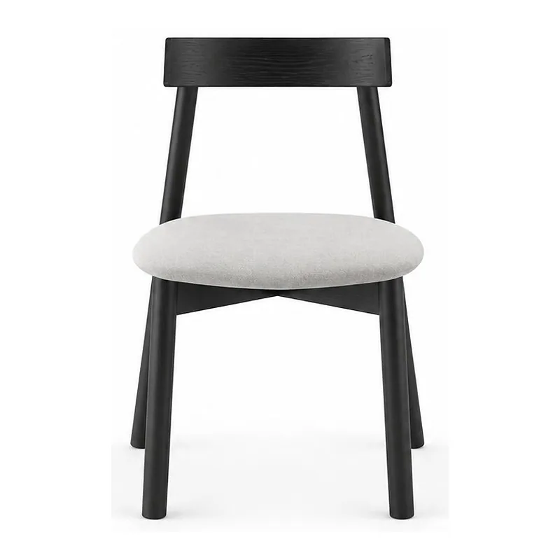 Gray White Upholstered Black Wood Chair, front product view