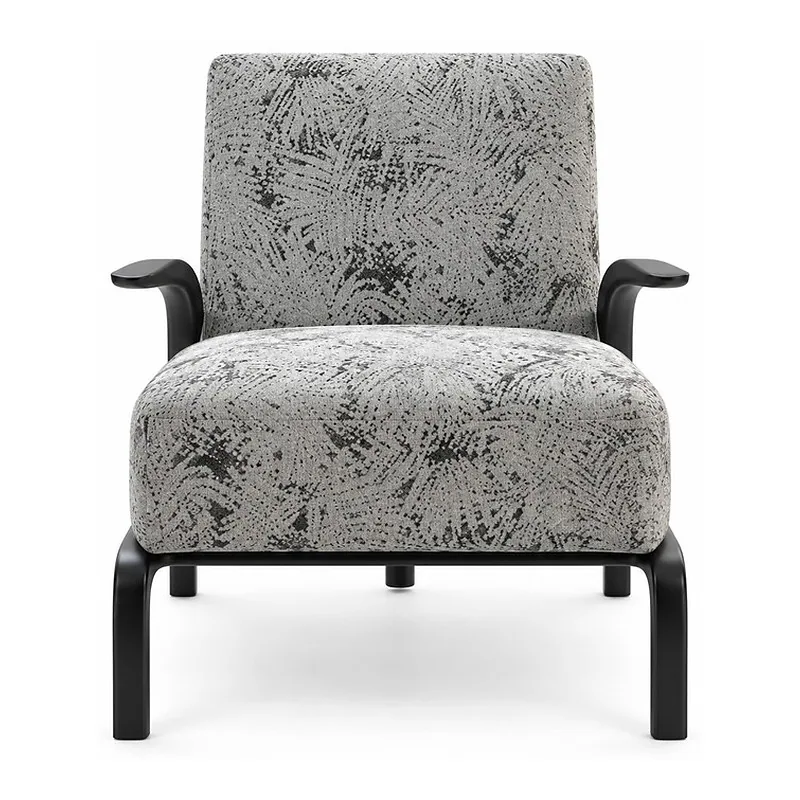 Grey Patterned Lounge Chair, front product view