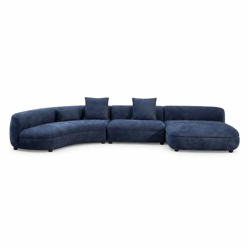 HC1659 Navy Blue Curved Modular Sectional Sofa, front product view