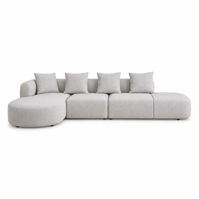 HC1660 Light Gray Curved Chaise Sectional Sofa, front product view