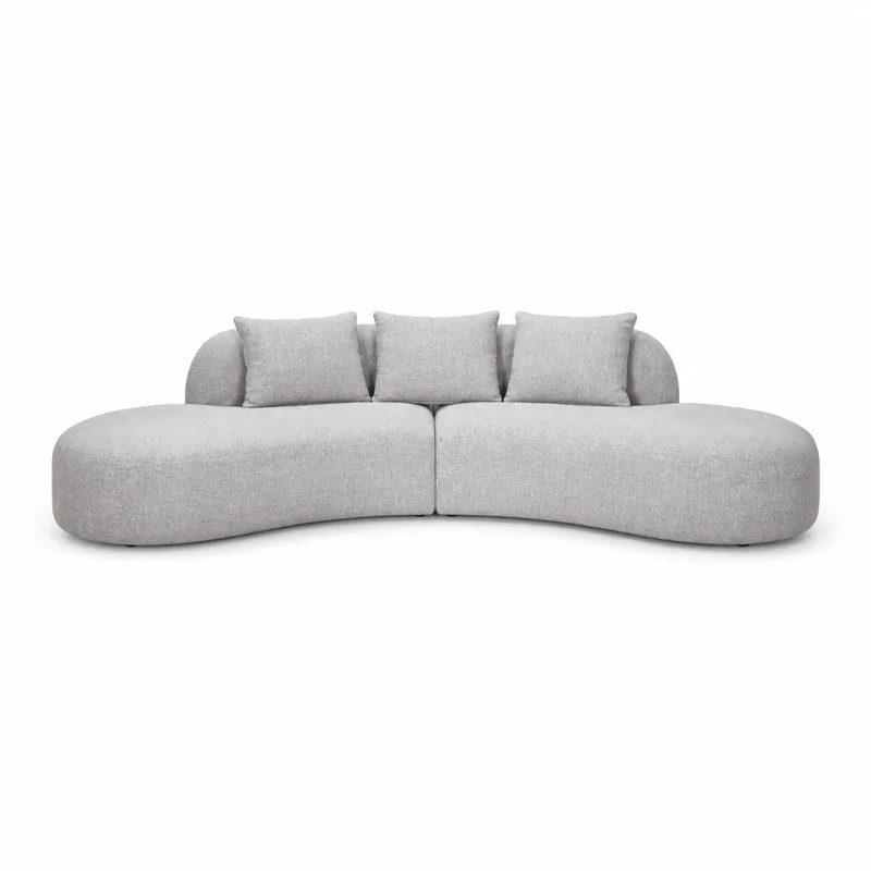 HC1669 Light Gray Curved Modular Sofa, front product view