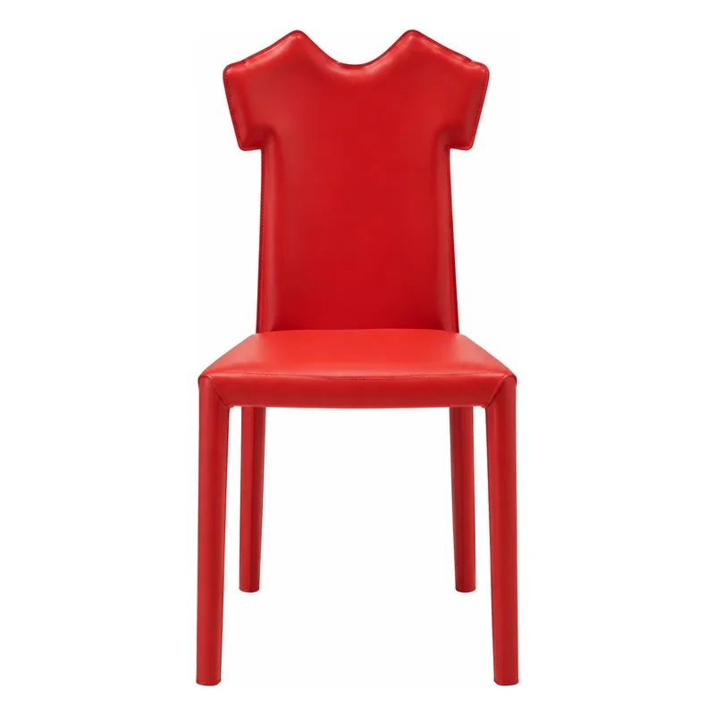 Italian Red Saddle Leather Dining Chair, front product view