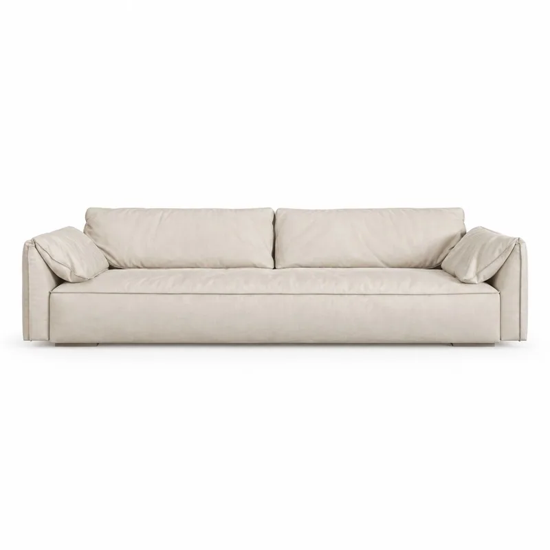 Ivory Bench Seat Two Back Cushion Sofa, front product view