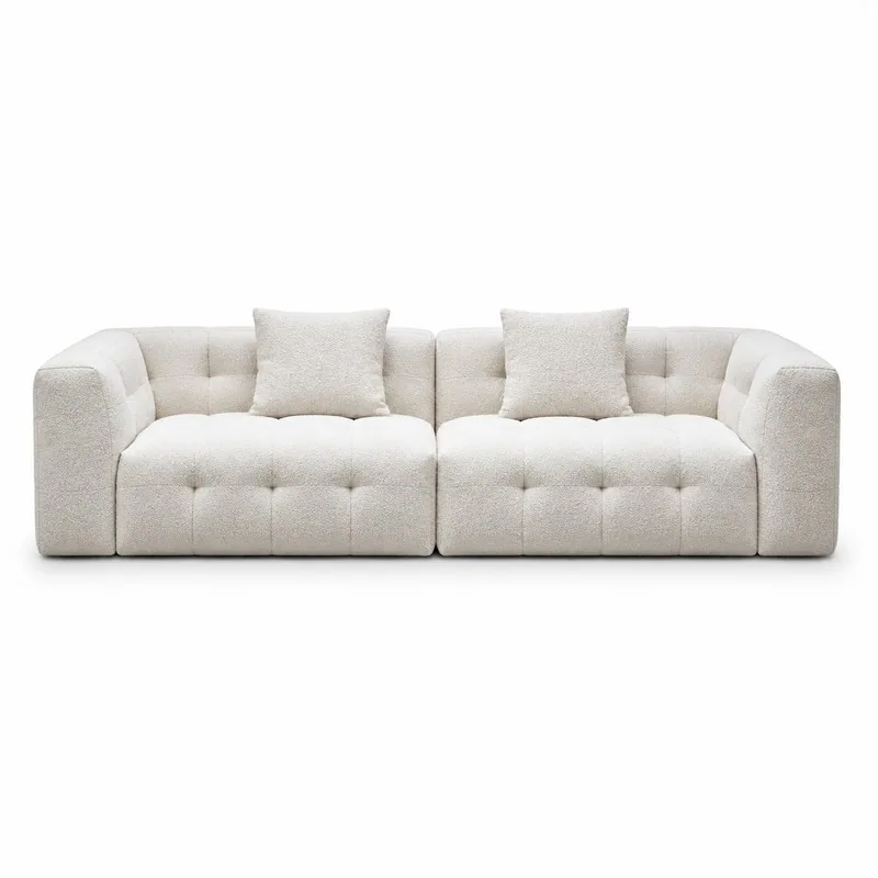 Ivory Biscuit Tufted Tuxedo Sofa, front product view