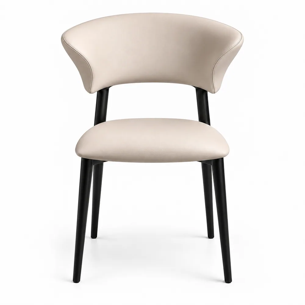 Ivory Curved-Back Dining Chair, front product view