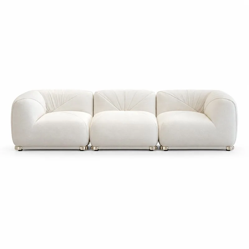 Ivory Curved Three Module Sofa, front product view