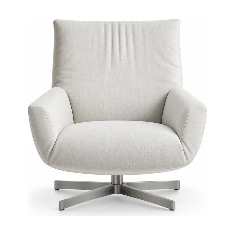 Ivory High-Back Swivel Lounge Chair, front product view