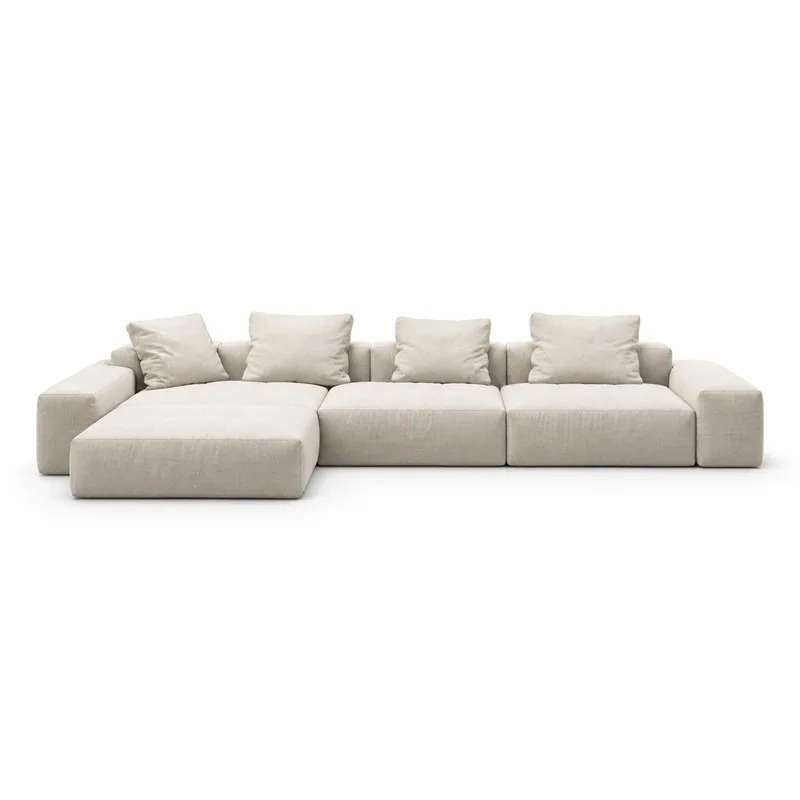 Ivory Left Chaise Modular Sectional Sofa, front product view