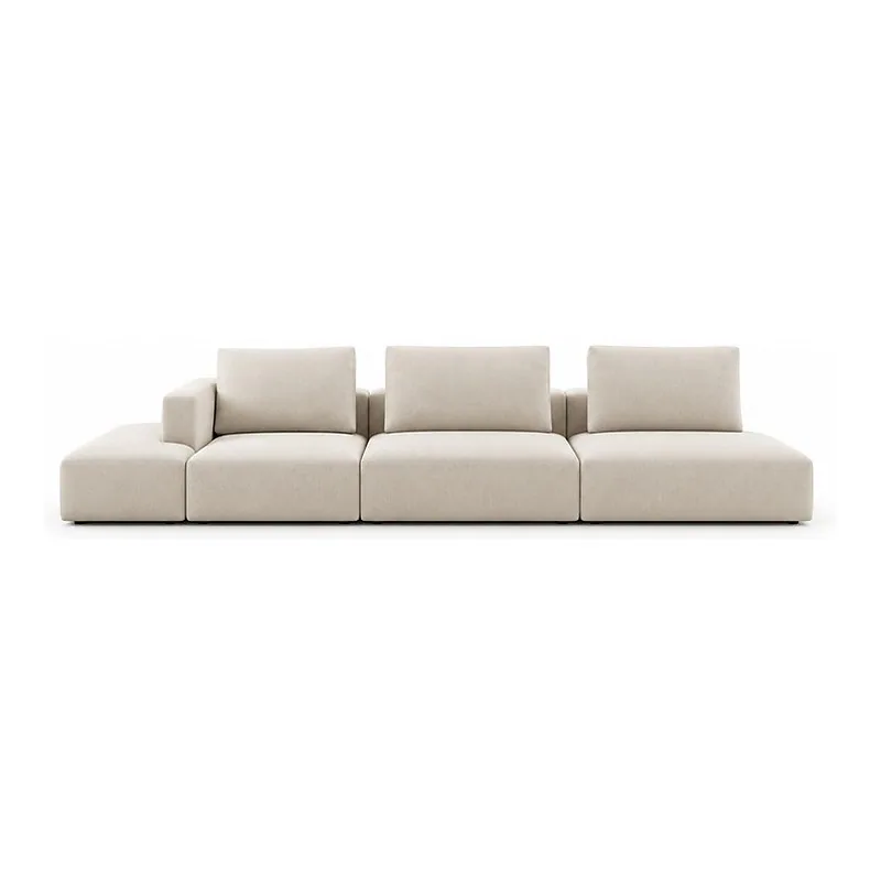 Ivory Low Modular Sofa with Three Back Cushions, front product view