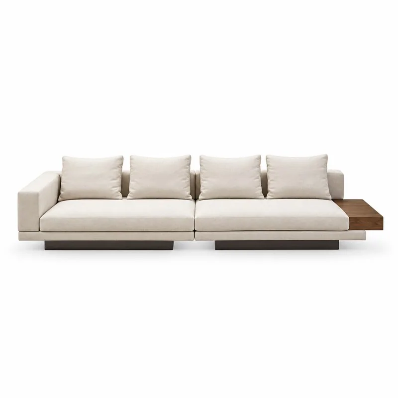 Ivory Modular Sofa with Side Table, front product view