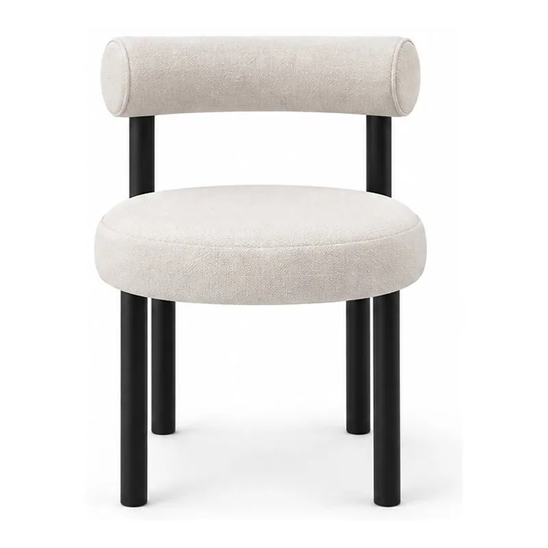 Ivory Round Seat Bolster Back Chair, front product view