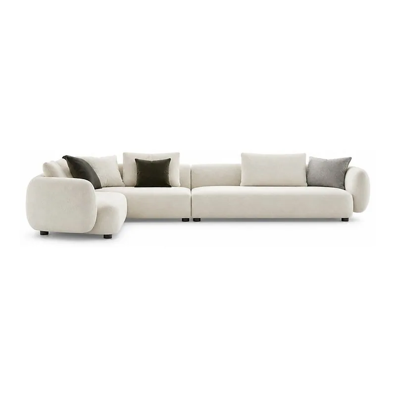 Ivory Rounded Modular Sectional Sofa, front product view