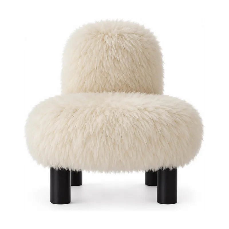 Ivory Shag Faux-Fur Accent Chair, front product view