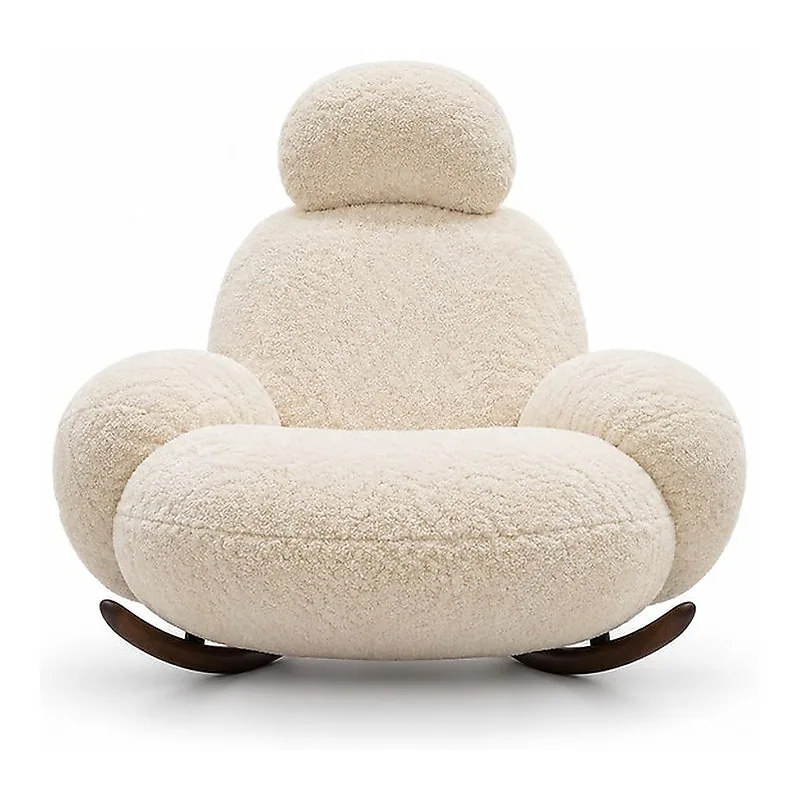 Ivory Shearling Rocking Lounge Chair, front product view