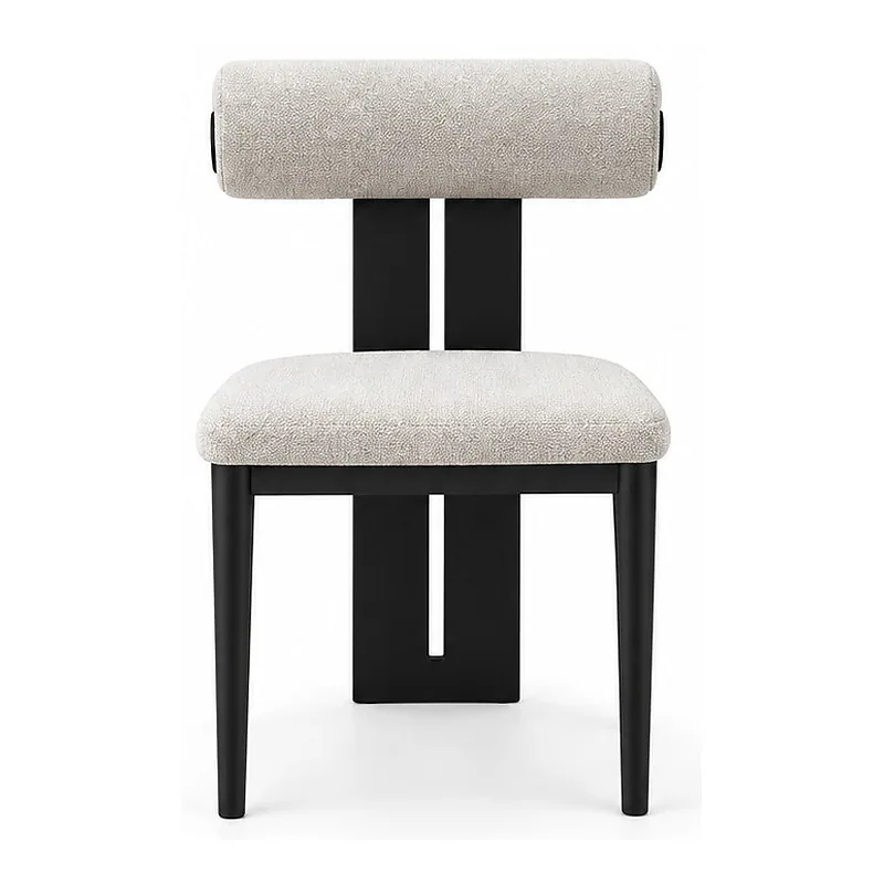 Ivory Upholstered Bolster Back Chair, front product view