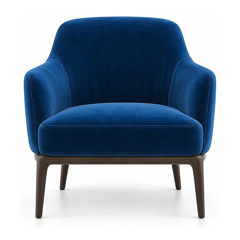 Kate Blue Velvet Lounge Chair, front product view