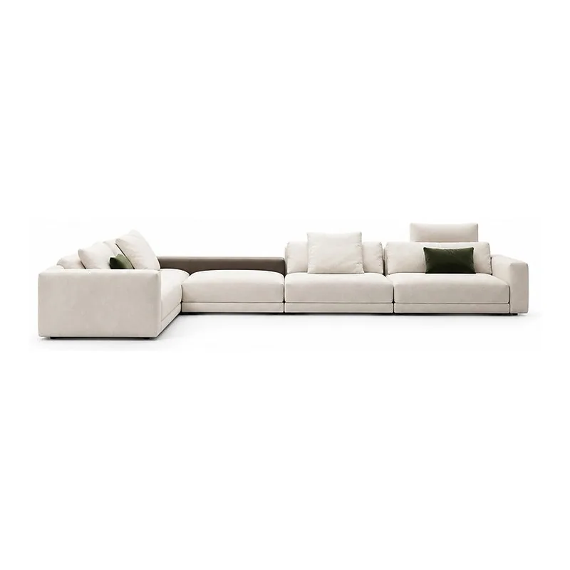 Light Beige Low Back L Shaped Modular Sofa, front product view