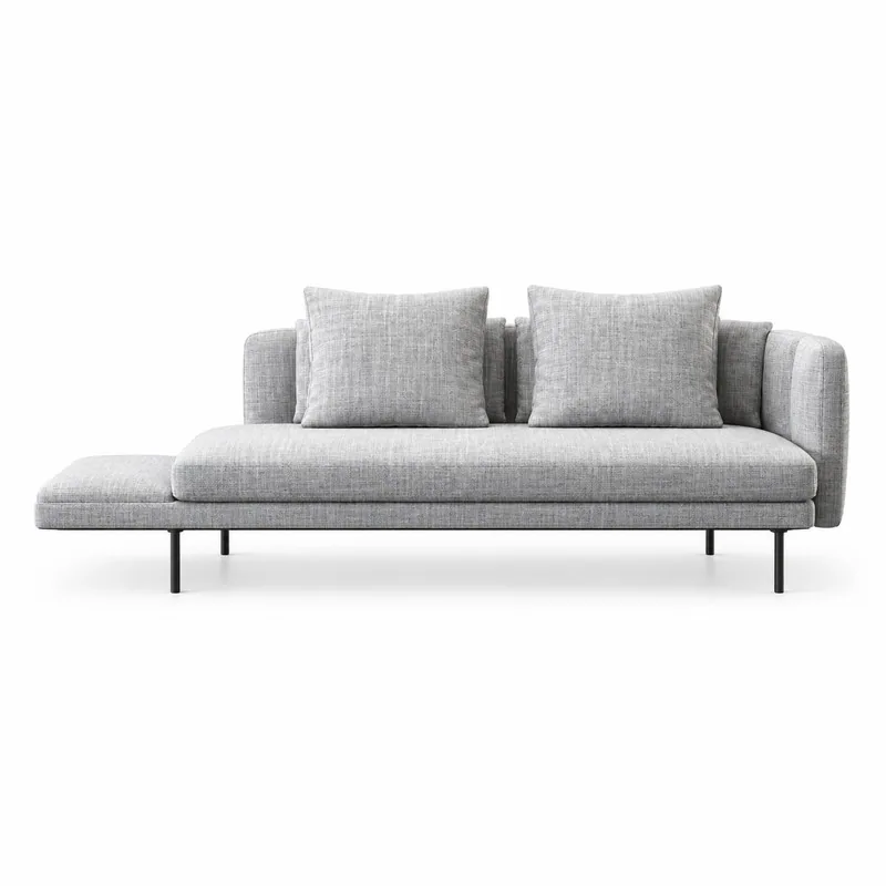 Light Gray Floating Daybed Sofa with Right Wraparound Back, front product view