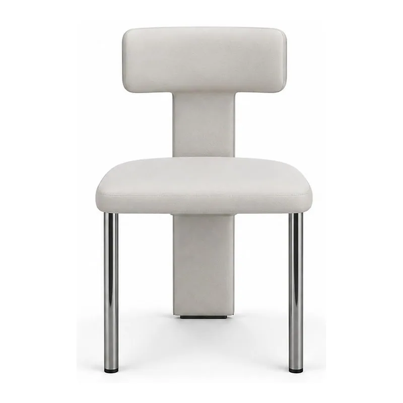 Light Gray Upholstered Panel Back Chair, front product view