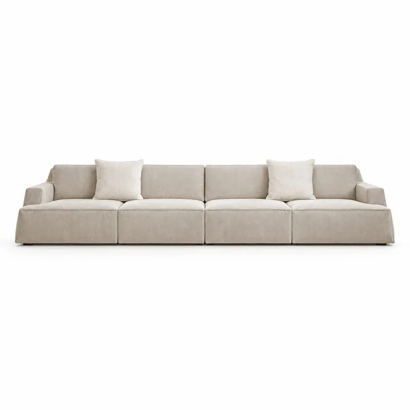 Light Greige Low Back Four Seat Sofa, front product view