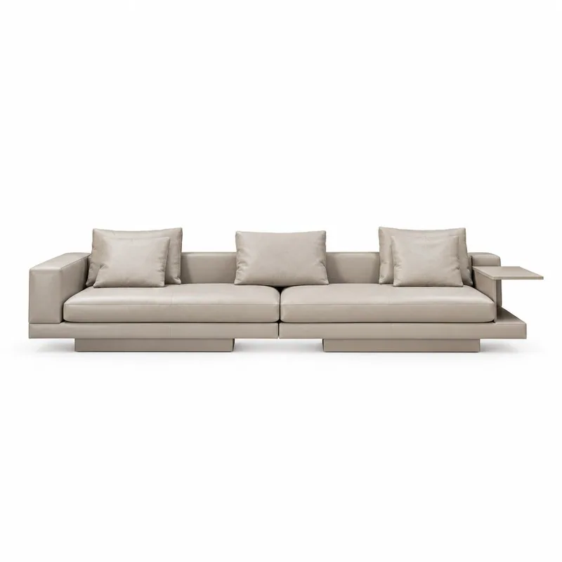 Modern Beige Platform Base Sofa, front product view