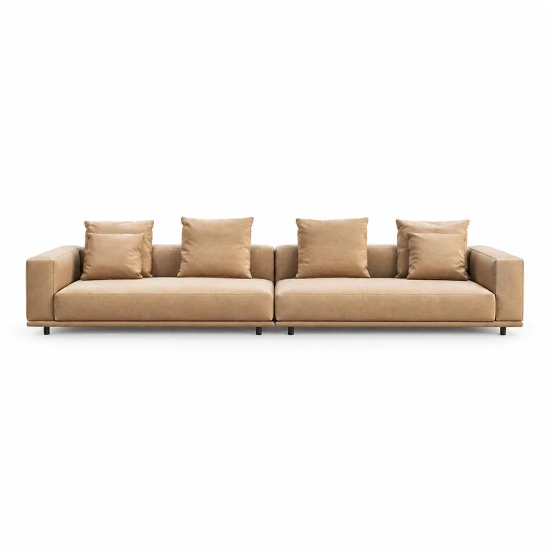 Modern Caramel Straight Sofa, front product view
