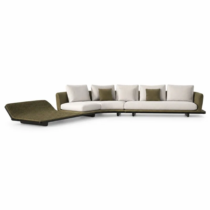 Modern Olive Woven Modular Sectional Sofa, front product view