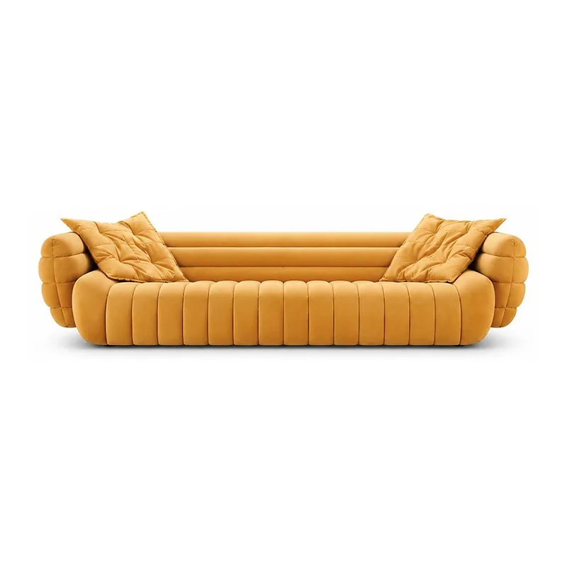 Mustard Channel Tufted Sofa 190, front product view