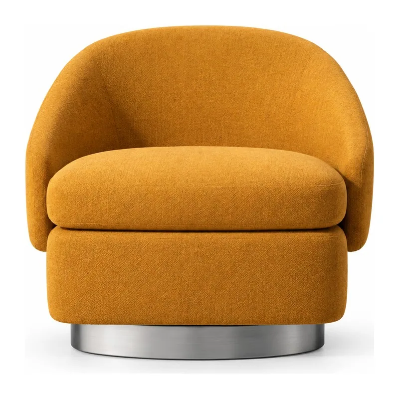 Mustard Swivel Upholstered Lounge Chair, front product view