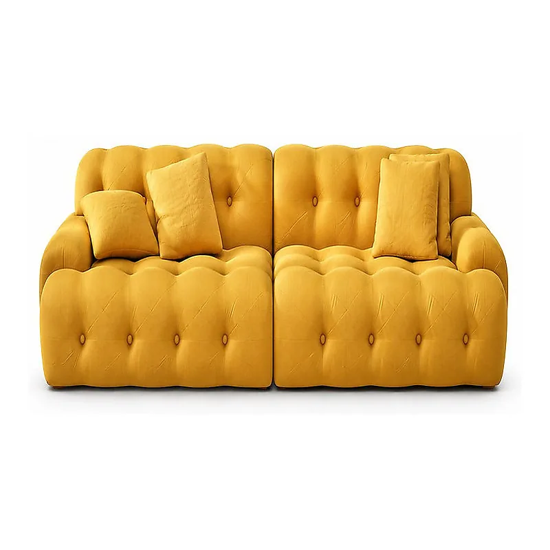 Mustard Yellow Tufted Modular Sofa, front product view