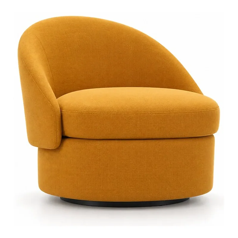 Mustard Yellow Wraparound Pedestal Lounge Chair, front product view