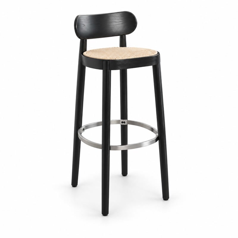 FZ Natural Cane Ash Wood Bar Stool, front product view