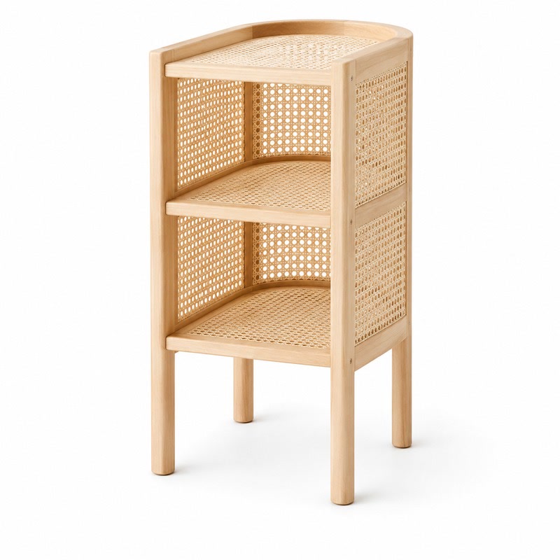 FZ Natural Cane Ash Wood Bedside Table, front product view