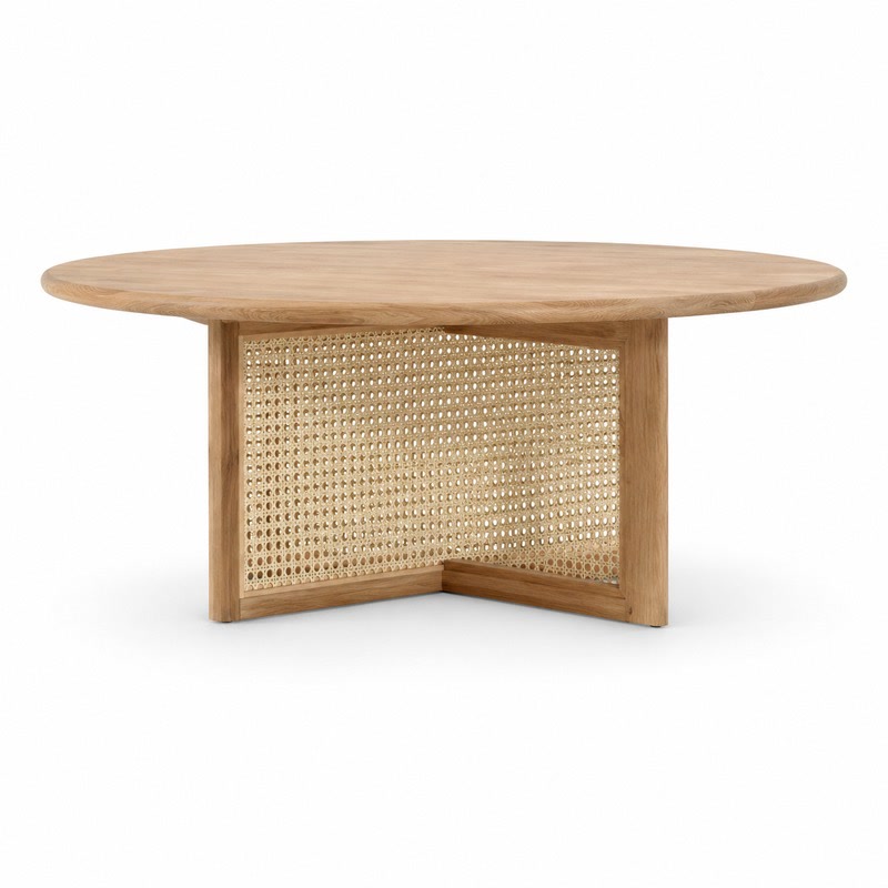 FZ Natural Cane Ash Wood Coffee Table, front product view