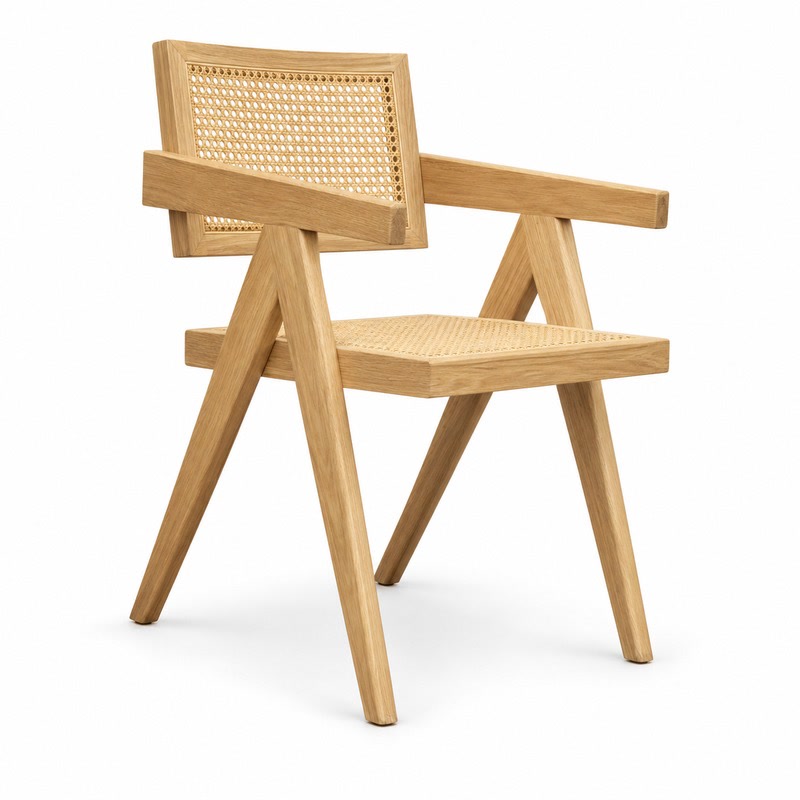 FZ Natural Cane Ash Wood Dining Chair, front product view