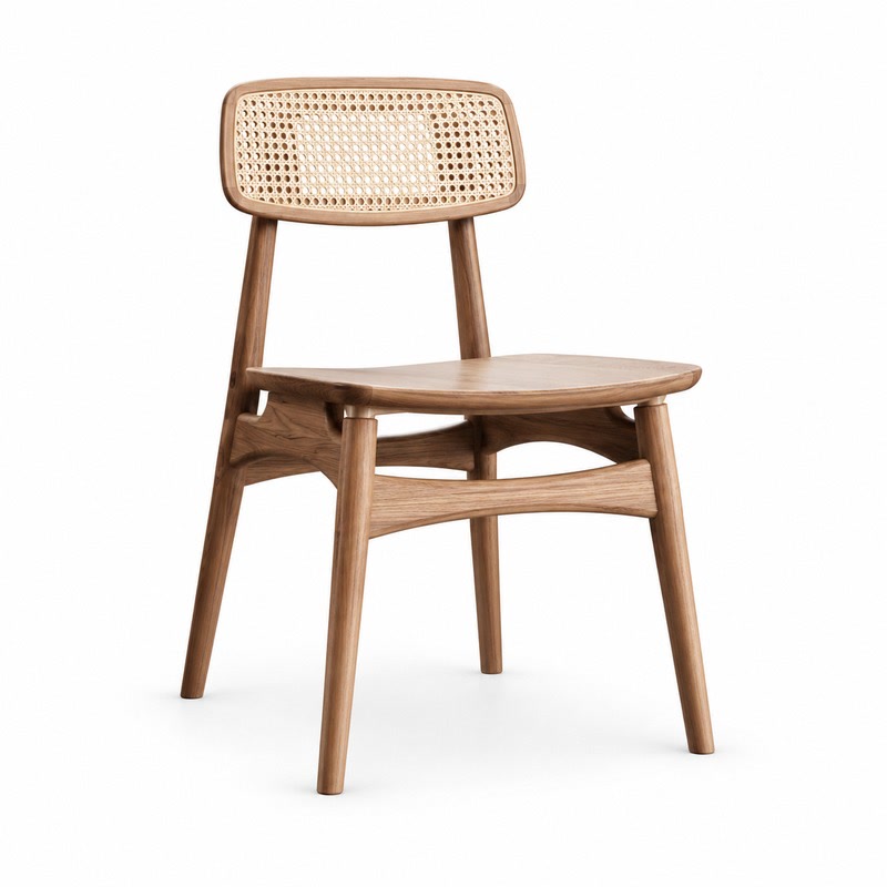 FZ Natural Cane Ash Wood Dining Chair, front product view