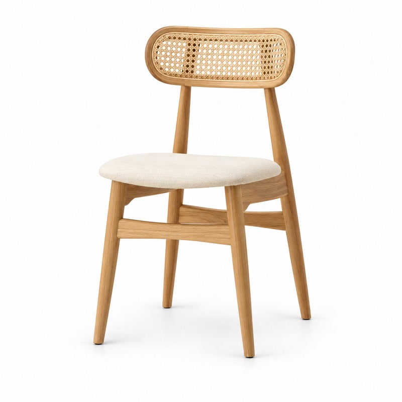 FZ Natural Cane Ash Wood Dining Chair, front product view