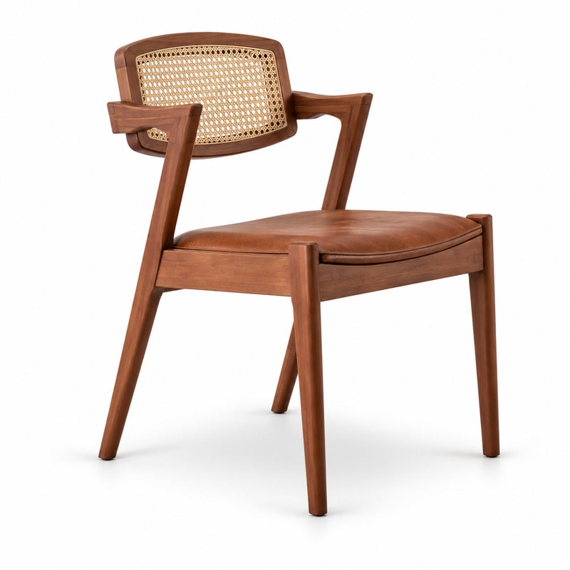 FZ Natural Cane Ash Wood Dining Chair, front product view