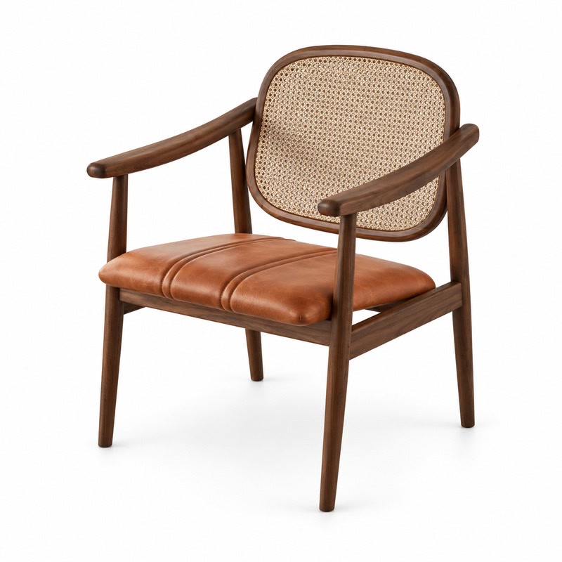 FZ Natural Cane Ash Wood Dining Chair, front product view