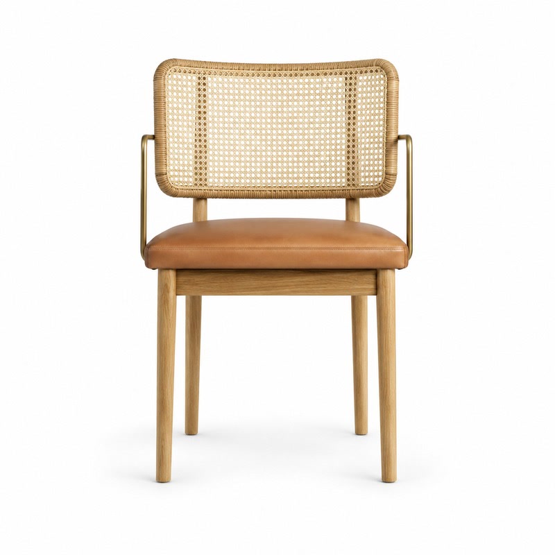 FZ Natural Cane Ash Wood Dining Chair, front product view