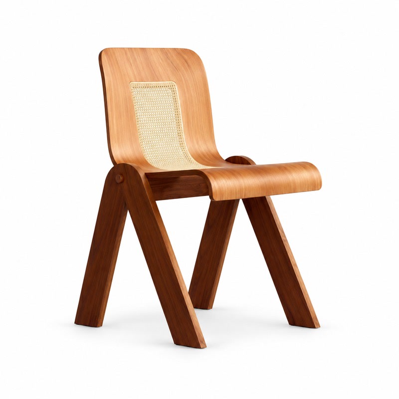 FZ Natural Cane Ash Wood Dining Chair, front product view