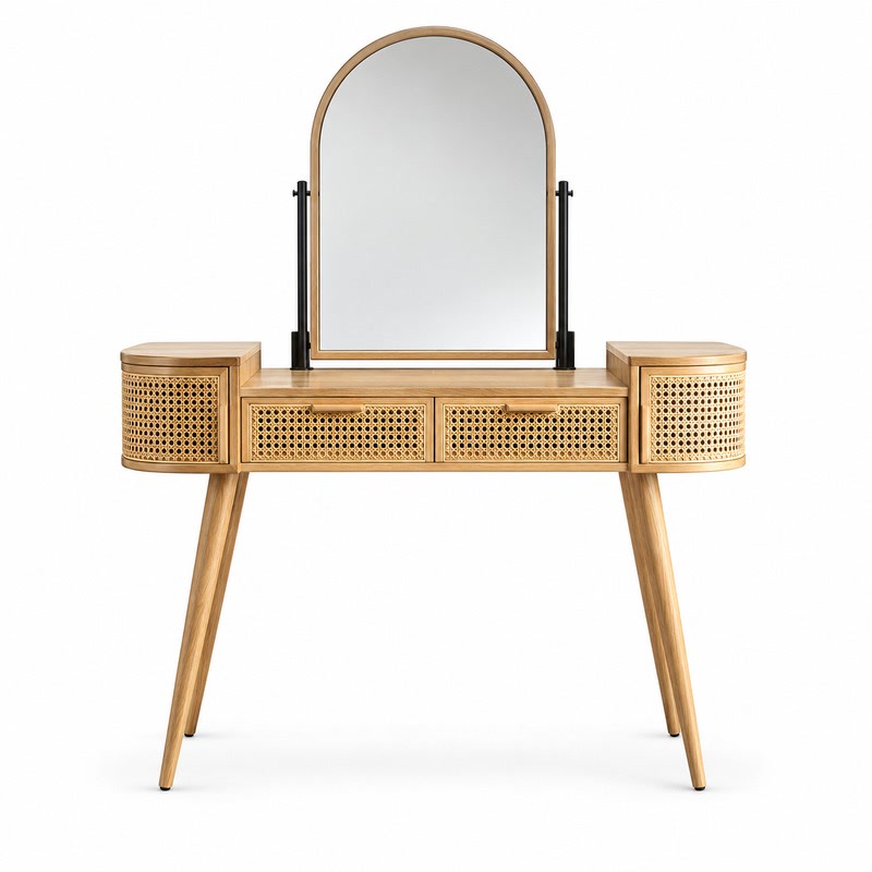 FZ Natural Cane Ash Wood Dressing Table, front product view