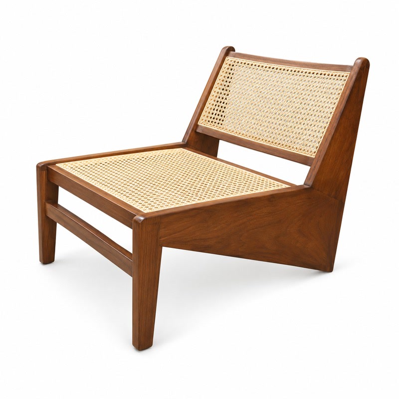FZ Natural Cane Ash Wood Lounge Chair, front product view