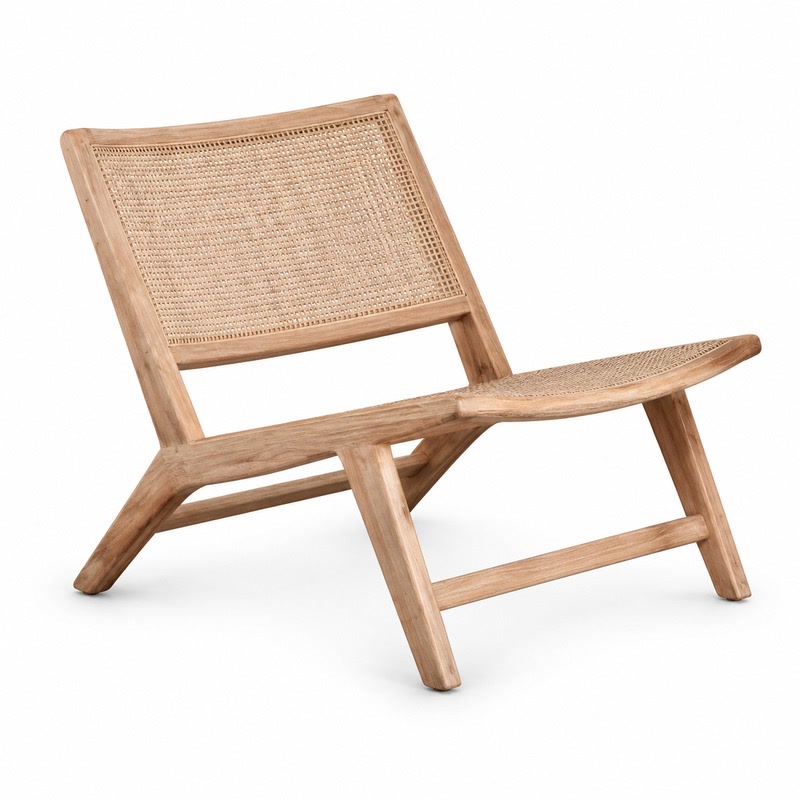 FZ Natural Cane Ash Wood Lounge Chair, front product view