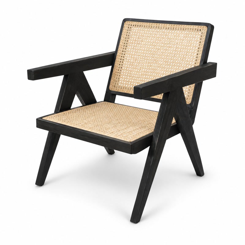 FZ Natural Cane Ash Wood Lounge Chair, front product view