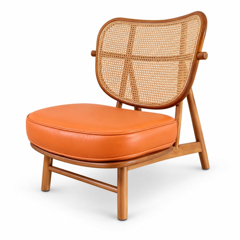 FZ Natural Cane Ash Wood Lounge Chair, front product view