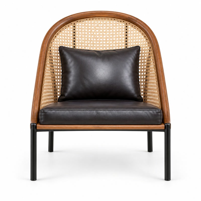 FZ Natural Cane Ash Wood Lounge Chair, front product view