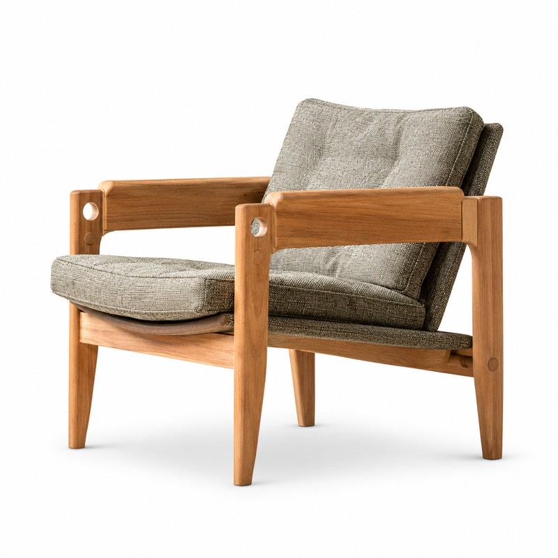FZ Natural Cane Ash Wood Lounge Chair, front product view